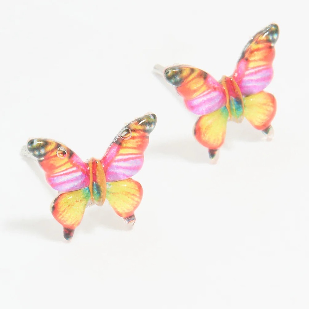 Multicoloured Acrylic Butterfly Stud Earrings